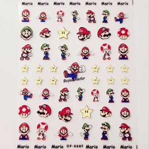 ⭐4/$15 Super Mario 5D Embossed Nail Art Stickers